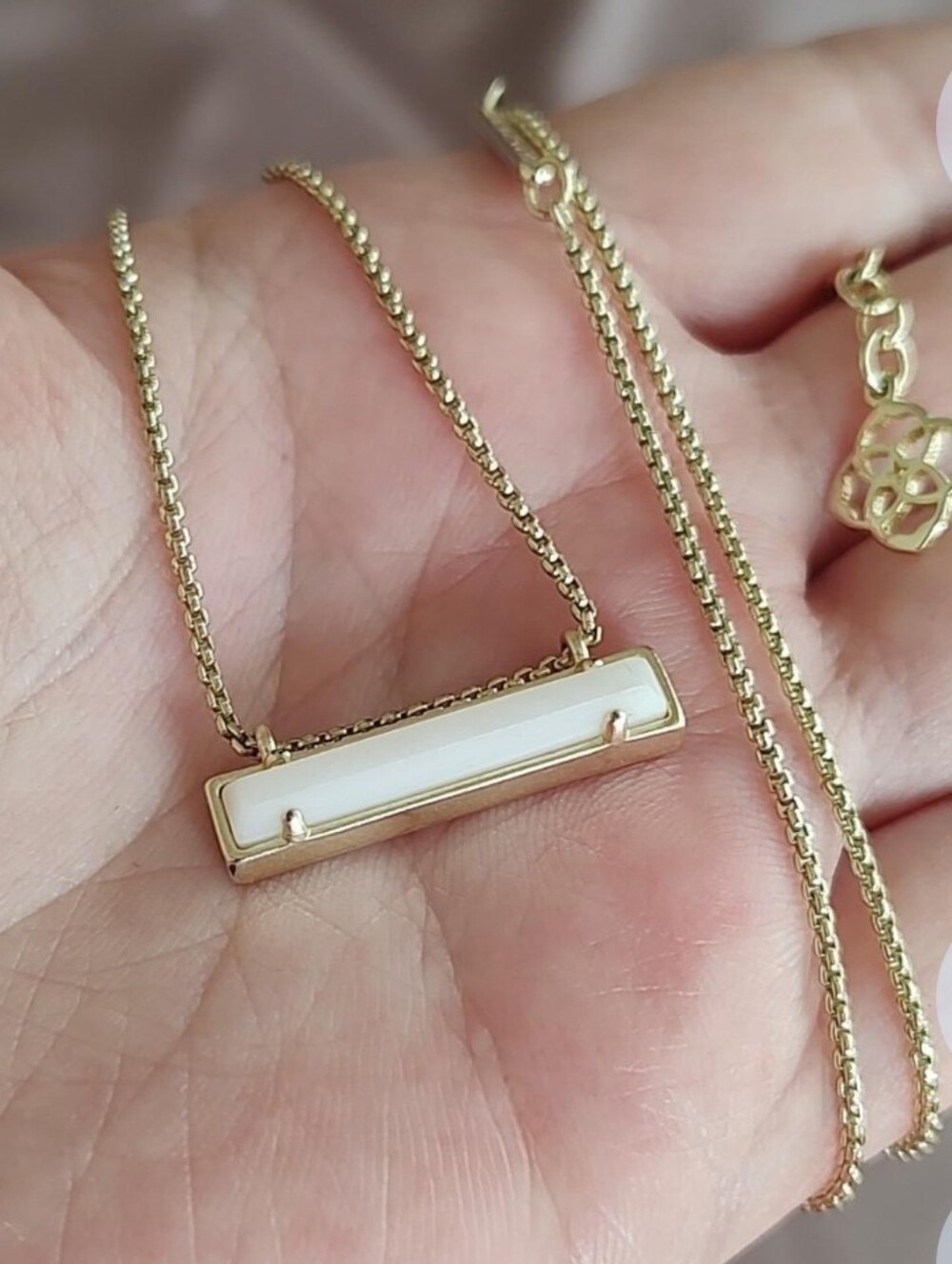 Kendra Scott Lenore White Howlite Stone Bar Necklace Gold W/2" Extender NWOT